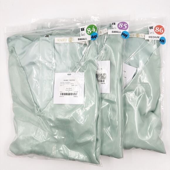 Marie Oliver Addie Short Sleeve Blouse Oasis Seafoam Blue Green S QuietLuxury - Picture 6 of 6